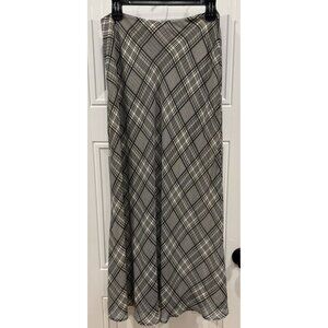Vintage Limited America 10 Black and Ivory Plaid Maxi Skirt Preppy Classic